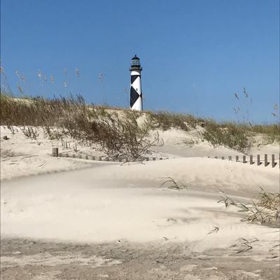 sand dunes in front of Cape Lookout lighthouse